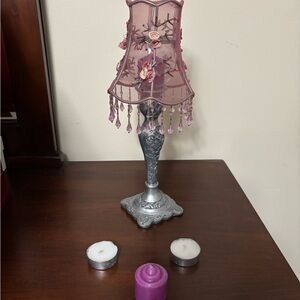 ❤️holiday sale, ends 01/01 Elegant Pink Floral Table with candles❤️